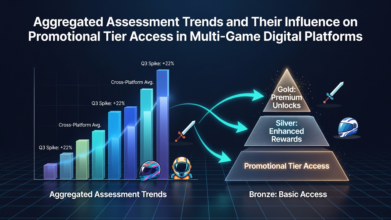 Dashboard showing aggregated user assessment metrics across multiple gaming platforms with tier progression indicators
