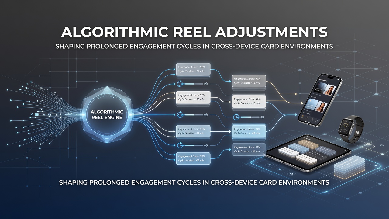 Cross-device card environment showing synchronized reel mechanics on multiple screens