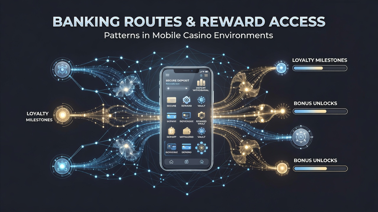 Analytics dashboard displaying patterns of banking methods and reward tier progression in mobile casino environments