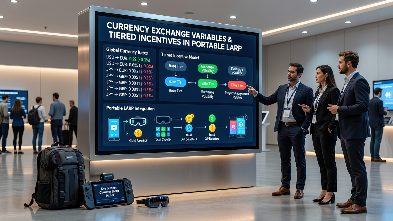 Analytics dashboard from a portable gaming module illustrating currency fluctuation effects on incentive tier unlocks