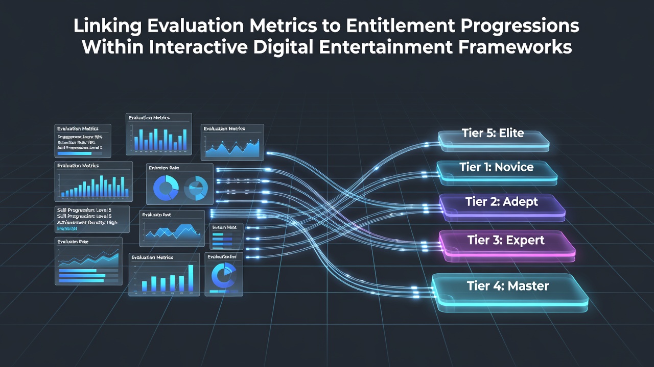 Dashboard showing evaluation metrics connected to user entitlement levels in a digital entertainment platform