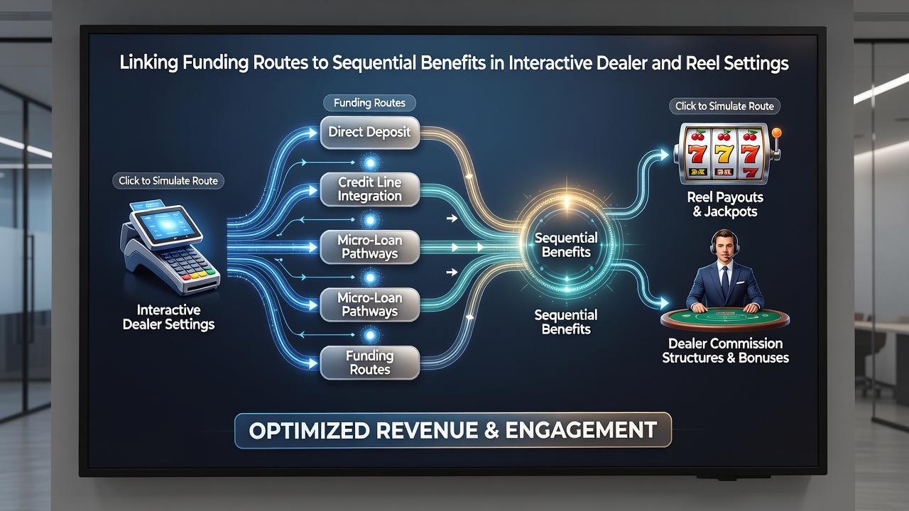 Mobile screen displaying sequential benefit unlocks tied to funding routes in dealer and reel games
