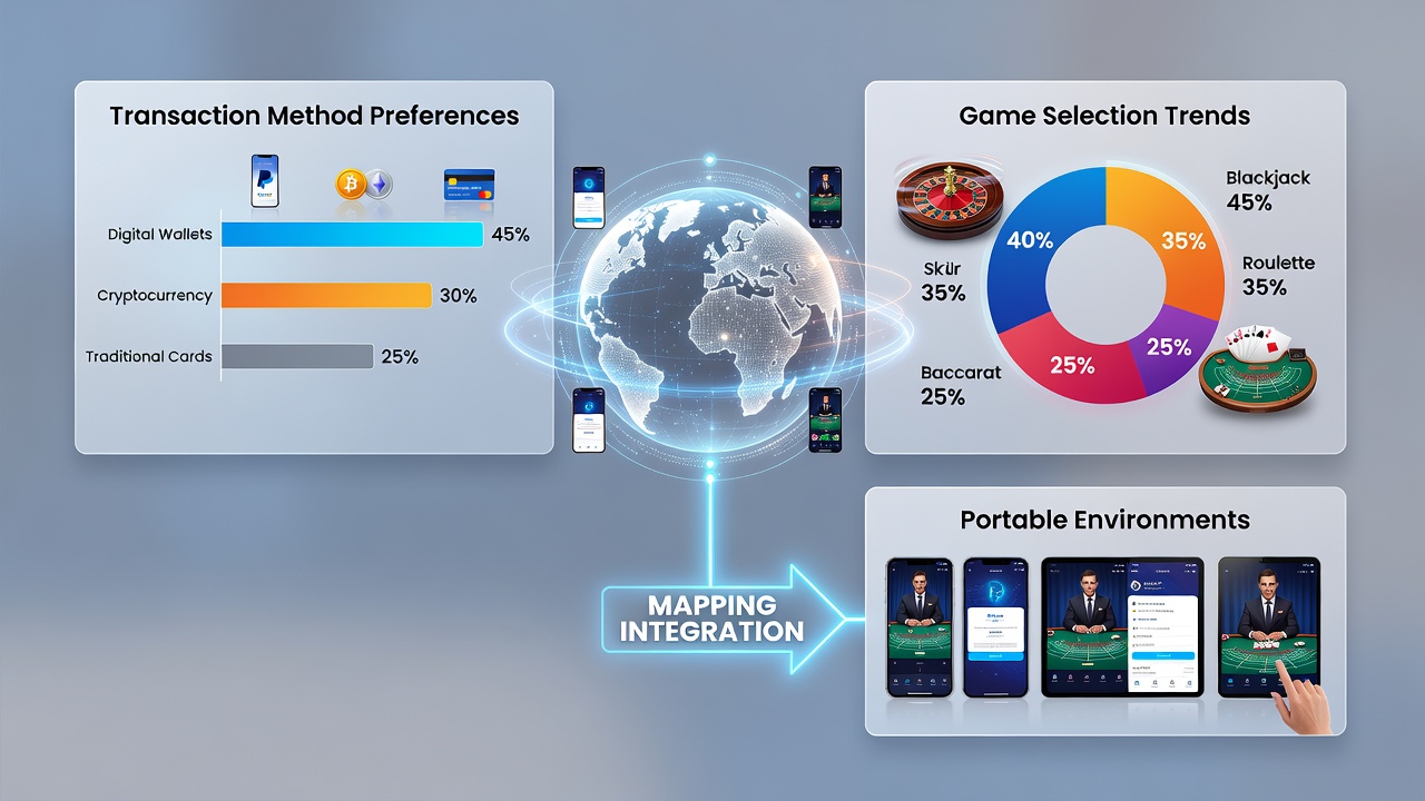 Data visualization chart mapping payment preferences against live dealer game selections in mobile environments