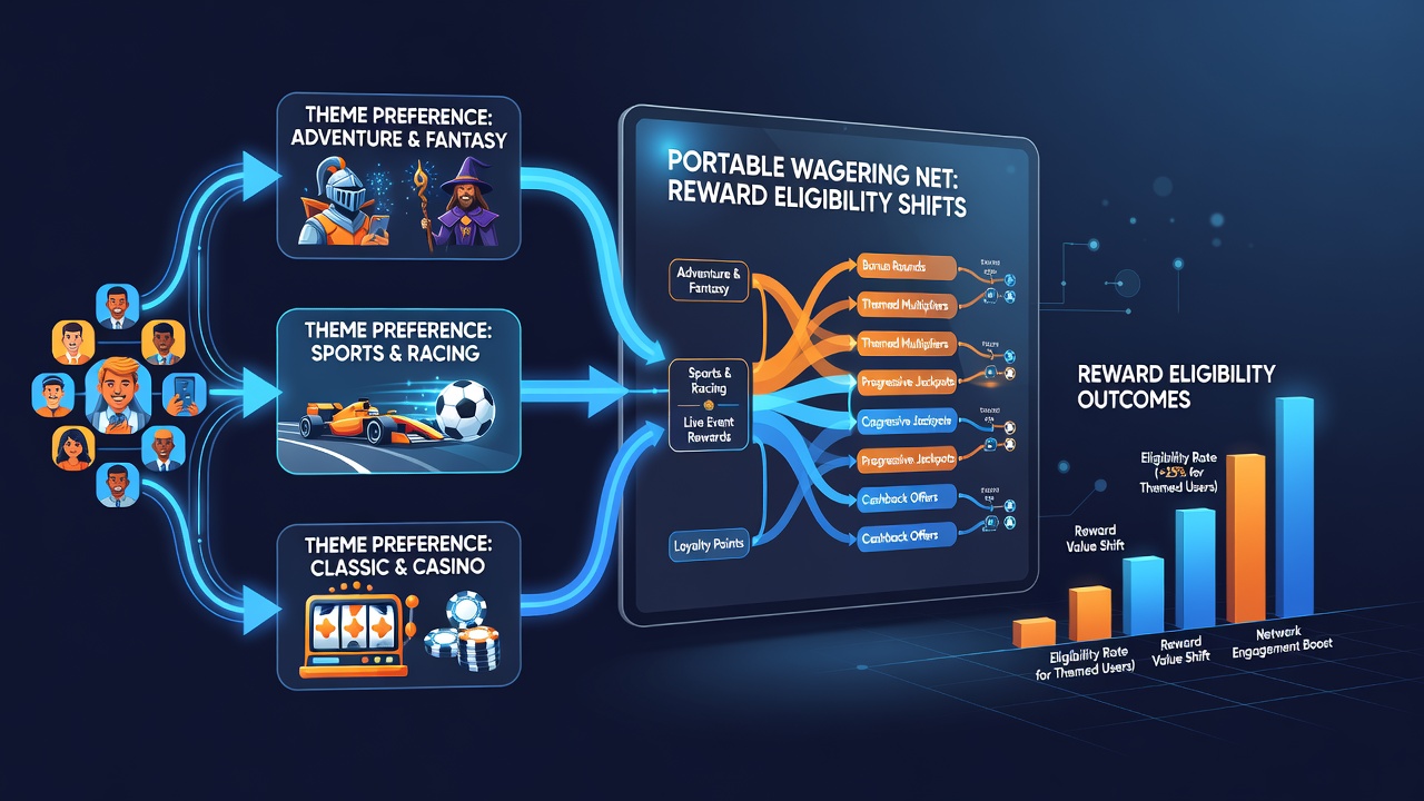 Data visualization chart showing correlations between game theme selections and reward tier advancements on mobile wagering dashboards