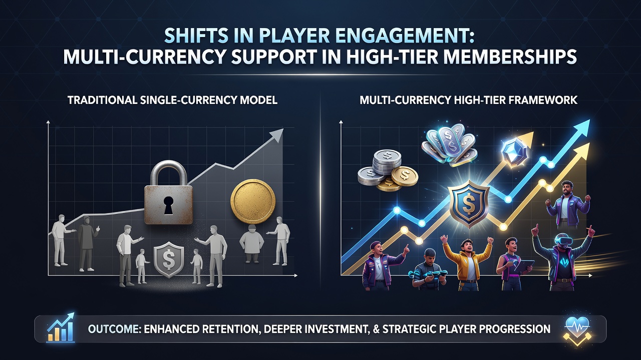 Analytics dashboard displaying engagement trends for multi-currency VIP members across global gaming platforms