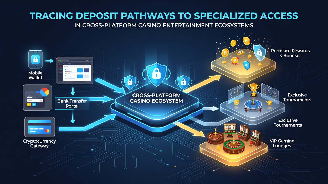 Diagram illustrating deposit pathways connecting to VIP features in casino platforms