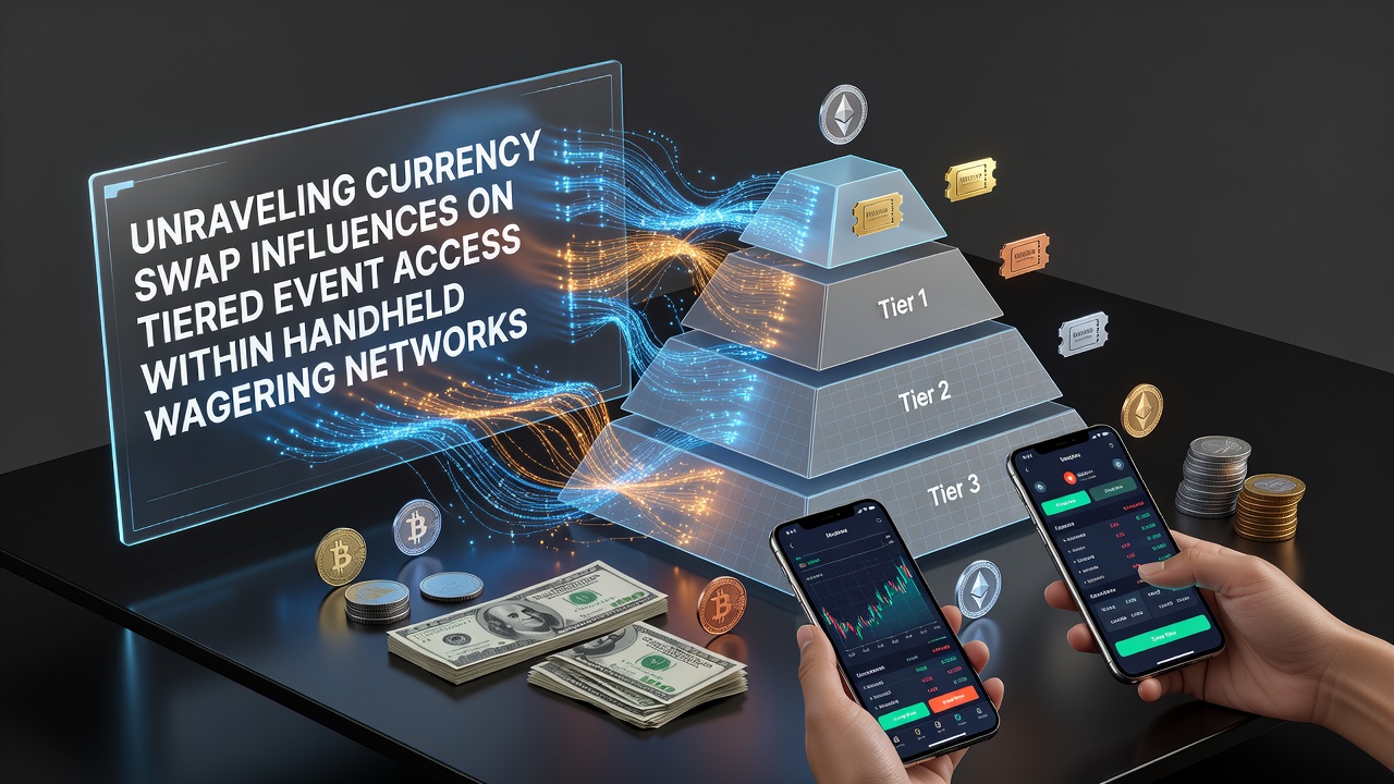 Illustration of mobile wagering interfaces showing currency conversion paths and tier progression indicators